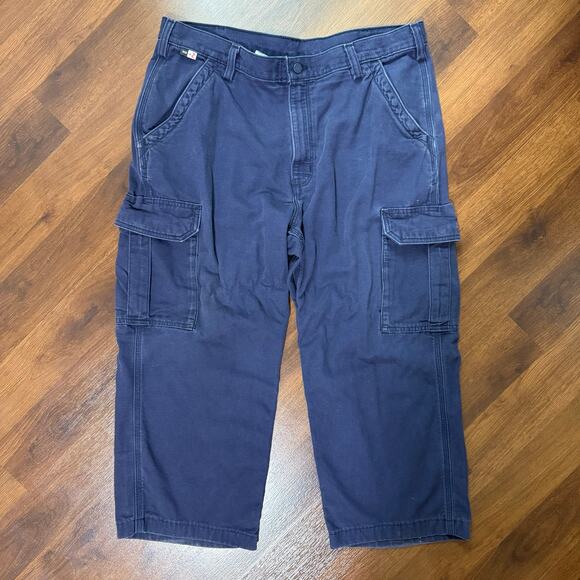 Carhartt Flame Resistant Canvas Cargo Pants Cat 2 Navy Grunge Utility Sz 38x30 - Picture 2 of 10